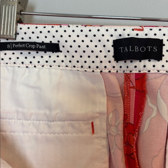 Talbots Perfect Crop Pants in Tossed Flower, Size 8 Pink Orange - Picture 8 of 11